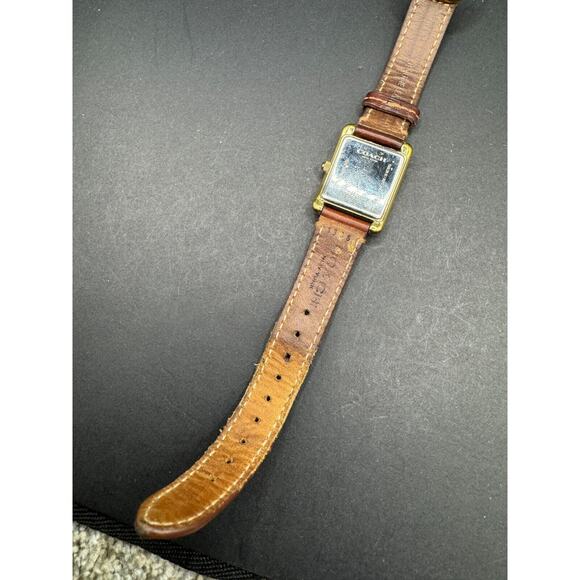 Coach Stainless Steel Gold Tone Square Watch CA.88.7.34.0914 White Dial Working main image 5